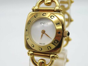 1円◆稼働◆ グッチ 6400L ホワイト クオーツ レディース 腕時計 M20902