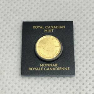 【K-①】K24 純金 カナダ メイプルリーフ金貨 50セント 1g 9999 FINE GOLD 2020 未開封 保証書付き