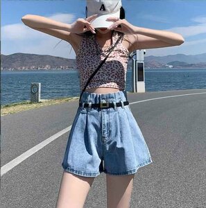 韓国風 レディース デニム短パン 新しい夏 カジュアル ファッションパンツ XL ブラック