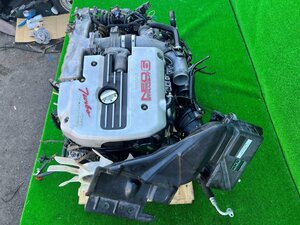 ER34 スカイライン RB25DET NEO6 エンジン タービン コンピューター ハーネス 補器類付き 6万キロ台 流用等に 中古品 即決 240126 M 工場