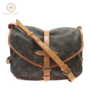 1円スタート LOUIS VUITTON ルイヴィトン ソミュール30 M42256 AR9002 モノグラム ショルダーバッグ 斜め掛け ゴールド金具 ブラウン