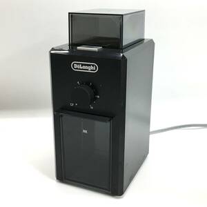 美品 DeLonghi/デロンギ うす式 コーヒーグラインダー KG79J コーヒーメーカー 電動式 粗挽き~細引き ブラック 動作確認済 24d菊TK