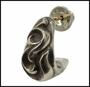 ★正規品★ CHROME HEARTS クロムハーツ シルバー 925 CARVED TEARDROP フープ スクロール カーブド ティアドロップ ピアス イヤリング