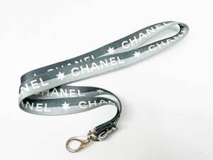 美品　CHANEL　シャネル　ロゴ　ナイロン　ネックストラップ　01P　グレー