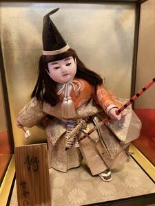 啓介作　狩　日本人形 昭和レトロ 置物 着物 アンティーク 伝統工芸 ガラスケース付き