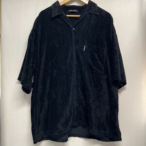 【COOTIE クーティー】CTE-23S409 Garment Dyed L/C Velvet Open Collar S/S Shirt 半袖シャツ L ブラック ベロア 2307oki