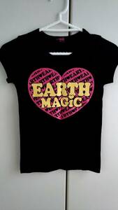 送料無料★数回着用美品★EARTH MAGIC アースマジック 半袖Tシャツ サイズ150（140）黒 ブラック 女の子 ハートかわいい 