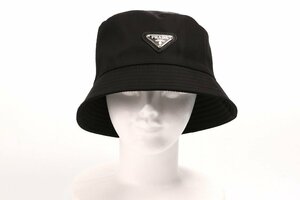 プラダ バケットハット 帽子 ブラック ナイロン トライアングルプレート サイズM約57.5cm PRADA NYLON HAT 中古品 USED 美品 Aランク /6788