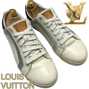 新品定価10万↑☆良好☆ルイヴィトン☆レザースニーカー☆UK7.5 26.0cm☆LOUIS VUITTON ホワイト 白 ビジネスシューズ 本革革靴 レース