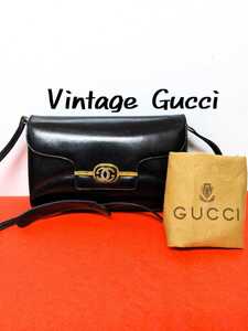 美品 極上！Gucci レザーショルダーバッグ 2way ターンロック ブラック