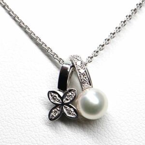 MIKIMOTO(ミキモト)《K18 天然ダイヤモンド/アコヤ本真珠ネックレス》A 約4.6g 約39.5cm jewelry ジュエリー necklace diamond EC6/ED2