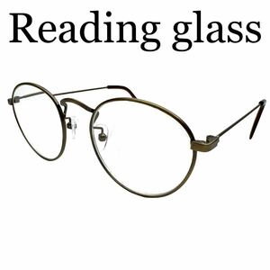 40代からの大人メガネ　リーディンググラス　アンティークゴールドフレーム　ブルーライト、紫外線カットレンズ仕様　ケース付ユニセックス