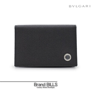 未使用品 BVLGARI ブルガリ・ブルガリ マン BB MAN カードケース 名刺入れ 30400 ロゴリング ブラック シルバー金具 メンズ