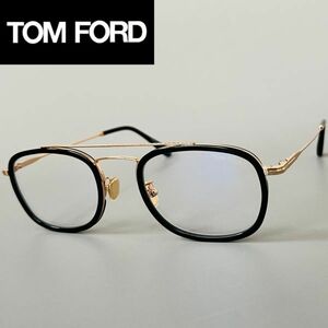 メガネ トムフォード メンズ レディース アジアンフィット TOM FORD【新品】ブラック ゴールド ツーブリッジ ブルーライトカット 黒 金