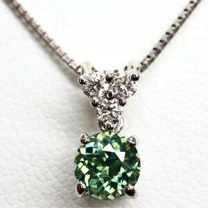 ソーティング付き!!《Pt900/Pt850 天然ダイヤモンド/天然サファイアネックレス》A 約3.1g diamond sapphire jewelry necklace EA5/EA