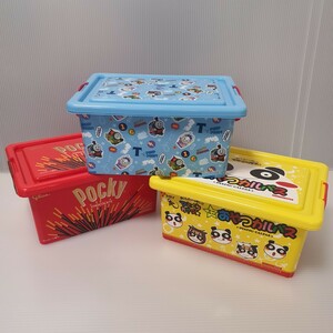 お菓子コンテナ 空箱 3個セット 収納 柄: ポッキー トーマス カルパス