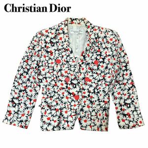 Christian Dior ディオール 花柄 テーラードジャケット 7号 M 麻