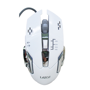 同梱可能 有線ゲーミングマウス 6ボタン 全ボタン設定可能 LAZOS ホワイト L-MSG6-W/5977ｘ１個