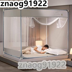 蚊帳 底付き シングルベッド用 ダブルベッド 3ドア設計 かや 密度が高い 蚊帳 ベッド用 畳 大型 キャンプ式 モスキートネット 虫/蚊よけ