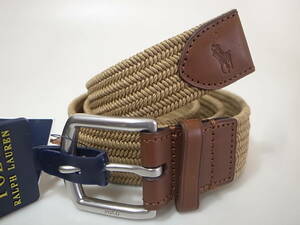 【送料無料 即決】POLO RALPH LAUREN BRAIDED STRETCH BELT ストレッチ 伸び 編み込み ベルトBROWNブラウン 茶 S 新品 ポロ ラルフローレン