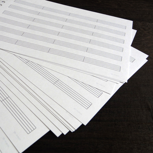 送料込み★【B-TAO】五線紙 6段 4小節区切 100枚入 カード ルーズリーフ 楽譜 音楽帳 ピアノ
