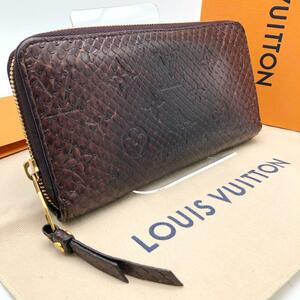 【鑑定済・希少】LOUIS VUITTON ルイヴィトン モノグラム　エキゾチックパイソン　ジッピーウォレット M91449