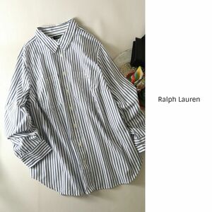 ラルフローレン Ralph Lauren☆大きいサイズ☆綿100% 洗える ダブルポケット ストライプシャツ 2Xサイズ☆E-M 2428