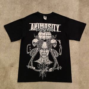 ANIMOSITY Toothgrinder ビンテージ 90s ロック バンド Tシャツ M アメリカ USA古着 半袖 メンズ フェス 黒 ブラック フォト メタル slayer