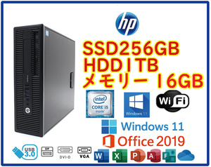 ★送料無料★スリムPC★超高速 i5-4590/SSD256GB+大容量HDD1TB/メモリ16GB/Wi-Fi/Win11/Office2019/HP EliteDesk 600 G1