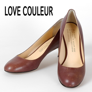 227-8585★LOVE COULEUR/ラブクレール パンプス 本革 レザー 日本製 ブラウン 23.0cm