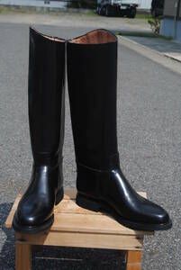 新品　ヨーロッパ式　乗馬靴　バイク警察　ナチス・ドイツ将校用長靴ブーツ　ポロブーツ　黒牛革　ノンスリップ底　26cm