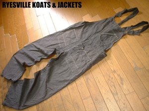 売り切りRYESVILLE KOATS & JACKETSコットンオーバーオール美品チャコールブラウンM正規ライズヴィルコーツアンドジャケット定価36,300円