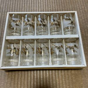 昭和レトロ グラス 花柄 カメイガラス製コップ　