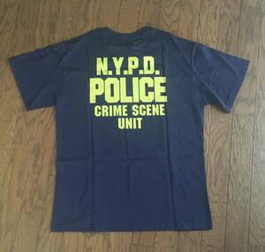 ●NYPD CRIME SCENE UNIT 半袖Ｔシャツ ネイビー(L) ニューヨーク市警察 FBI 捜査官 CIA バッジ 警察グッズ アメリカ 警察官 映画 USA 