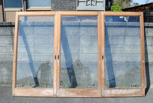 立3　3枚組　大型透明一枚ガラス　木製引戸　1795x915x30ミリ