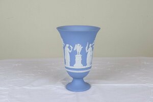 ウェッジウッド　ジャスパー　花瓶　ペールブルー　フラワーベース　WEDGWOOD　イギリス　ヴィンテージ　た207