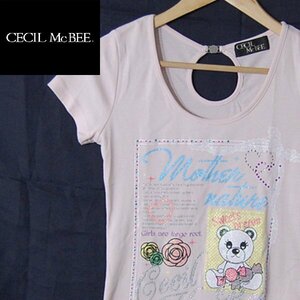 セシルマクビー CECIL McBEE■半袖Tシャツ　ラインストーン■M■ピンク系 ※IW4412026