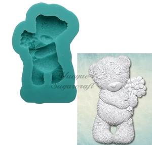 【G1】熊　クマ　花を持ったクマ シリコンモールド レジン 樹脂粘土 石膏 0618