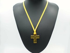 ■【YS-1】 美品 ■ Baccarat バカラ ■ クリスタル 十字架 ネックレス チョーカー ■ 黄色 イエロー系 トップ4cmｘ3.4cm【同梱可能商品】C