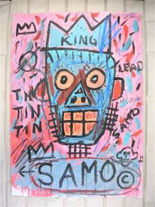 送料無料★ジャン＝ミシェル・バスキア Jean-Michel Basquiat★KING SAMO★模写★販売証明書★混合メディア