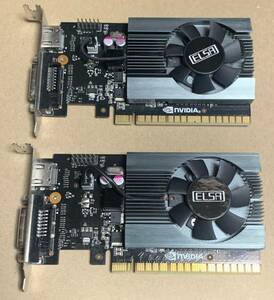 【中古】ELSA GeForce GT 710 LP 2GB 2台セット / GD710-2GEBL ロープロファイル用ブラケット付