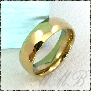 [RING] Yellow Gold Hexagonal Design 六角形カットデザイン 6mm ゴールド リング 22号 (4.1g) 【送料無料】