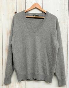 CASHMERE カシミヤ 100 ＊Vネック ニット セーター トップス ＊M size ＊グレー ＊肌触りの良い生地感 シンプル シック 上品 紳士