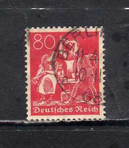 194114 ドイツ ワイマール共和国 1922年 普通 労働者 鍛冶屋 80pf 紅赤 使用済