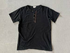 美品 TWO MOON トゥームーン 半袖 ヘンリーネック Tシャツ カットソー 黒 36 S 日本製