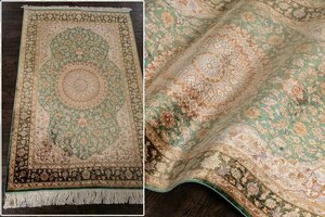 【絨毯】『 ペルシャ絨毯 タブリーズ シルクウール 81万ノット 径129×77cm 16532 』 高級 インテリア 絨毯 カーペット ラグ