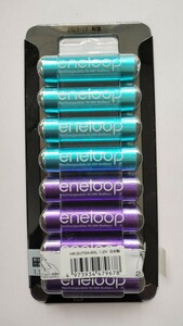 eneloop エネループ 単3形 限定品 カラー ラメ模様 単3 8本 中古 HR-3UTGA-8SL サンヨー SANYO 水色 紫 