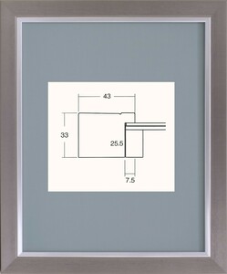 書道額縁 樹脂製フレーム UVカットアクリル付 8138 半切サイズ 1/3 シルバー