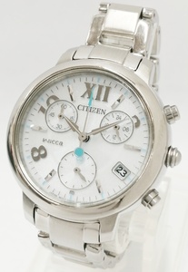 稼働品!!難あり!!CITIZEN/シチズン WICCA/ウィッカ クロノグラフ ソーラー レディース ウォッチ 日付表示 USED品 H504-S060664