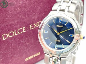 2404604008　＃ SEIKO セイコー DOLCE ドルチェ 5E31-6010 クォーツ QZ アナログ 腕時計 ネイビー文字盤 純正ベルト ケース付き